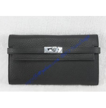 Hermes Kelly Long Wallet HW708 black